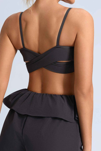 Women's Athletic Thin Strap Knot Front Criss Cross Back Bra