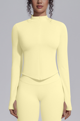 Women's Half Zip Stand Collar Long Sleeve Fitness Jacket