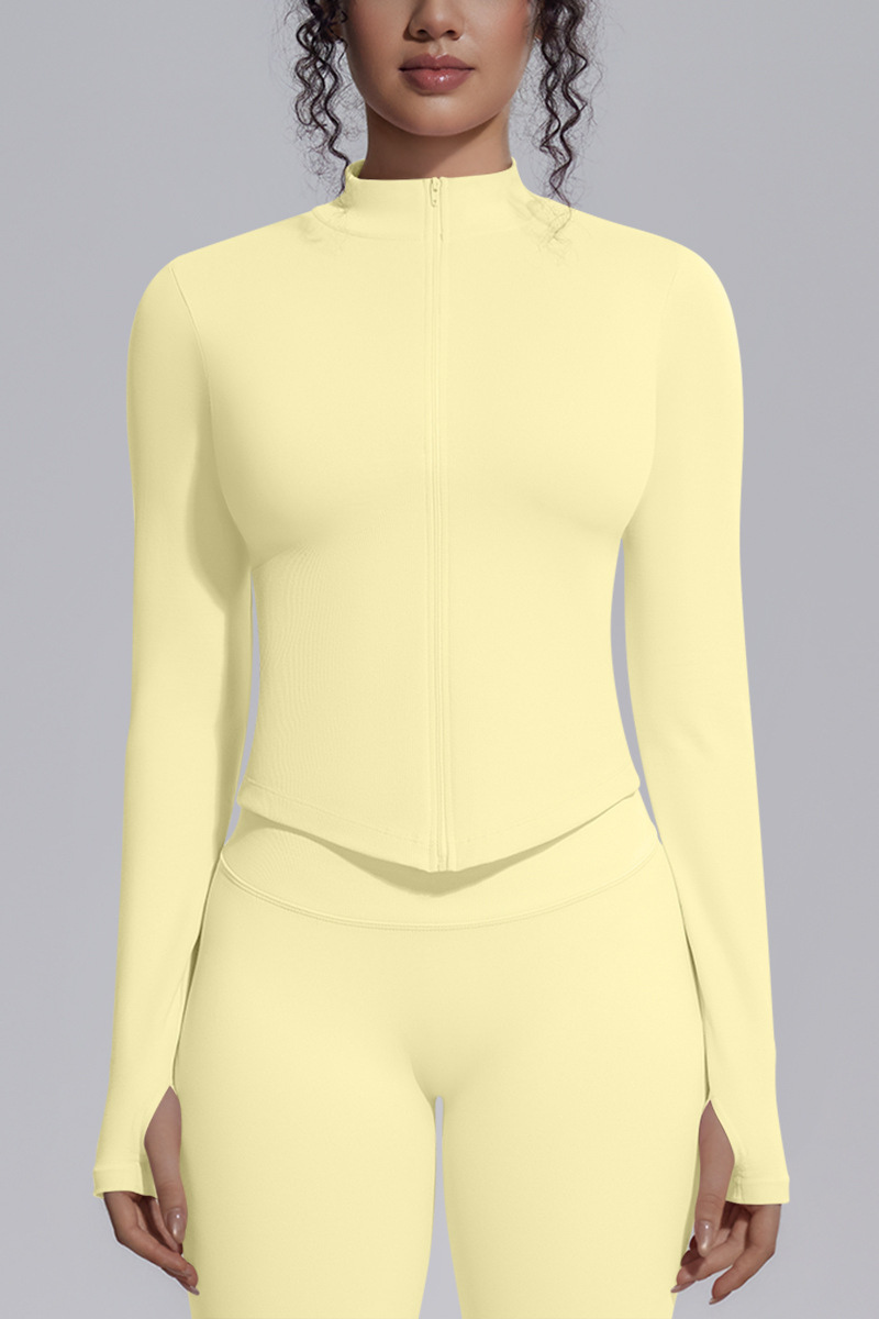 Women's Half Zip Stand Collar Long Sleeve Fitness Jacket