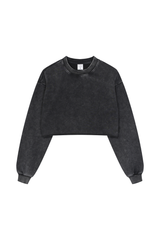 Women's Fall 100% Cotton Cropped Distressed Sweatshirt