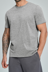 Men's Summer 100% Organic Cotton Solid Crew Neck Sports Tee