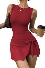 Women's Round Neck Tie-Strap Sleeveless Tennis Dress