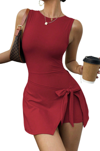 Women's Round Neck Tie-Strap Sleeveless Tennis Dress