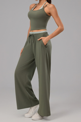 Women's Polka Dot Halter Tank Top And Wide Leg Pants Set