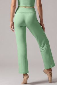 Women's Lace-Trim High-Waist Straight-Leg Yoga Pants