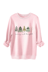 Women's Fall Christmas Tree Print Crew Neck Sweatshirt