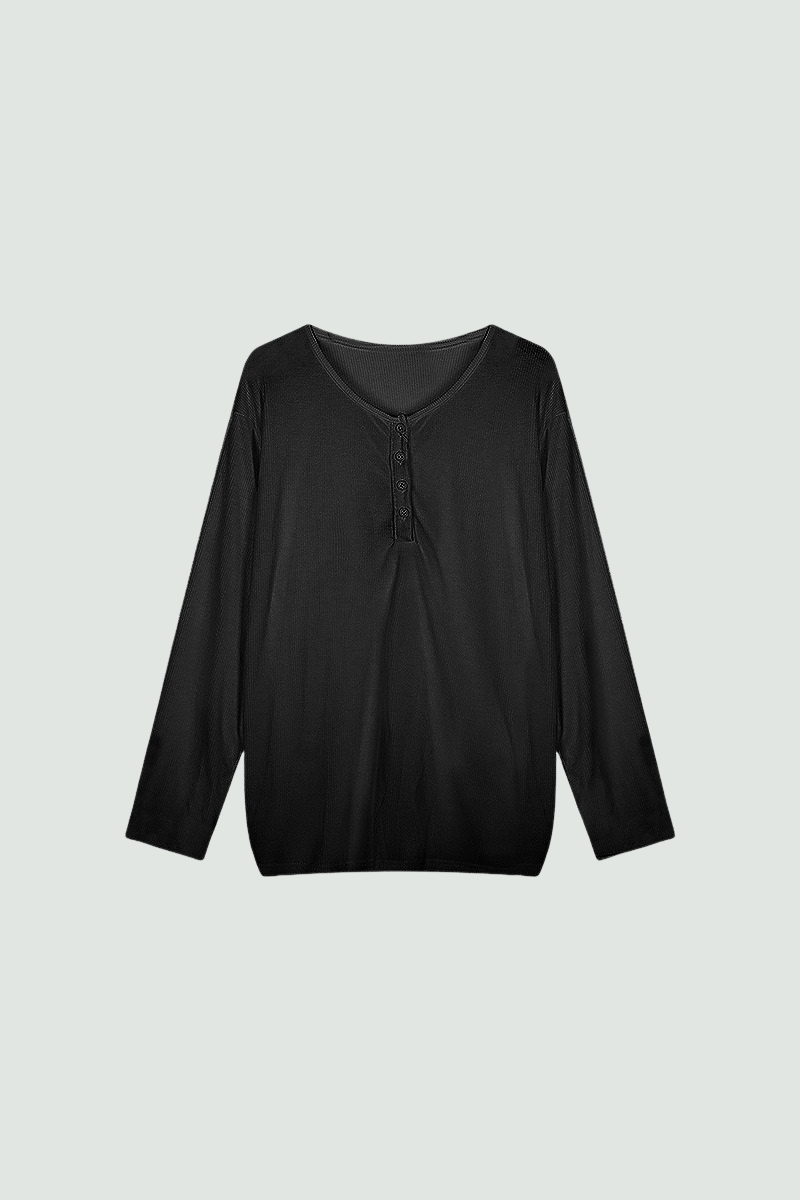 Women's Spring Outdoor Sheer Henley V-Neck Long Sleeve Top
