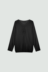 Women's Spring Outdoor Sheer Henley V-Neck Long Sleeve Top