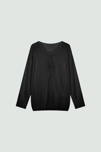 Women's Spring Outdoor Sheer Henley V-Neck Long Sleeve Top