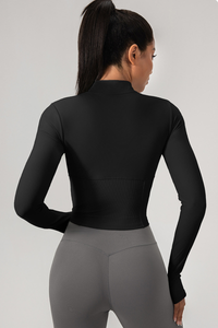 Women’s Stand-Collar Panelled Slim-Fit Athletic Jacket