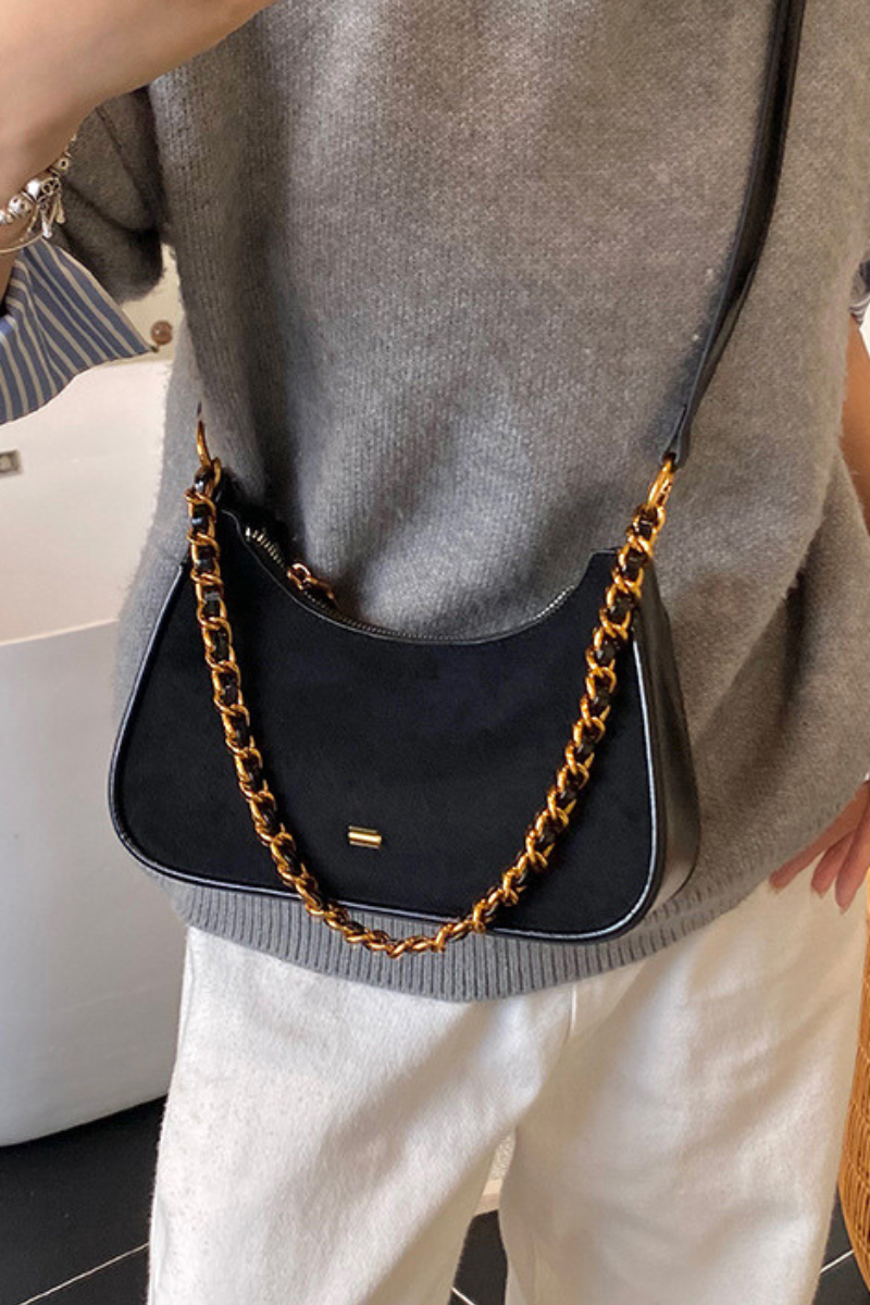 Women's Retro Thick Chain Strap Minimalist Shoulder Bag
