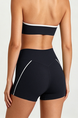 Women's Athletic Twist-Waist Color Block Tummy Control Short