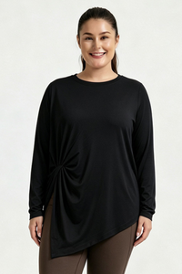 Plus Size Women's Fall Side Twist Asymmetrical Quick Dry Top