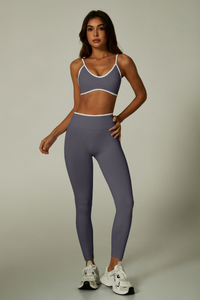 Women's Seamless Set:V-neck Bra And High Waist Leggings
