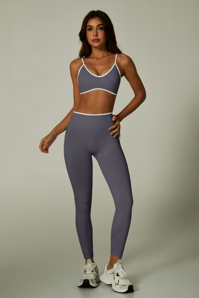 Women's Seamless Set:V-neck Bra And High Waist Leggings