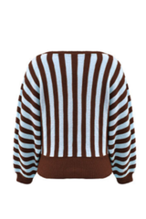 Women's Fall Cropped Color Block Striped Knit Sweater