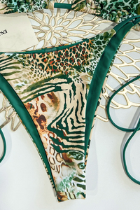Women's Summer Leopard Print Halterneck Beach Bikini Sets