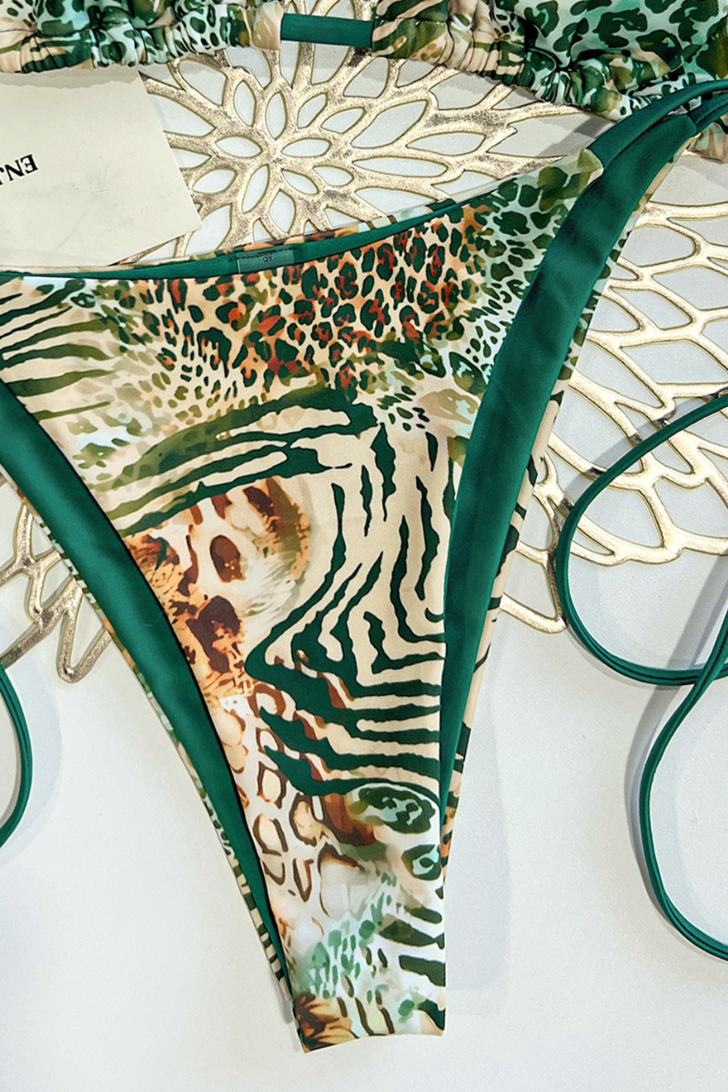 Women's Summer Leopard Print Halterneck Beach Bikini Sets