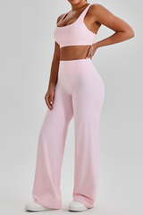 Women's Bare Feel Cutout Bra & Quick Dry Wide Leg Pant Set