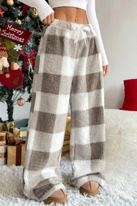 Women's Winter Plaid Thickened Drawstring Loungewear Pant