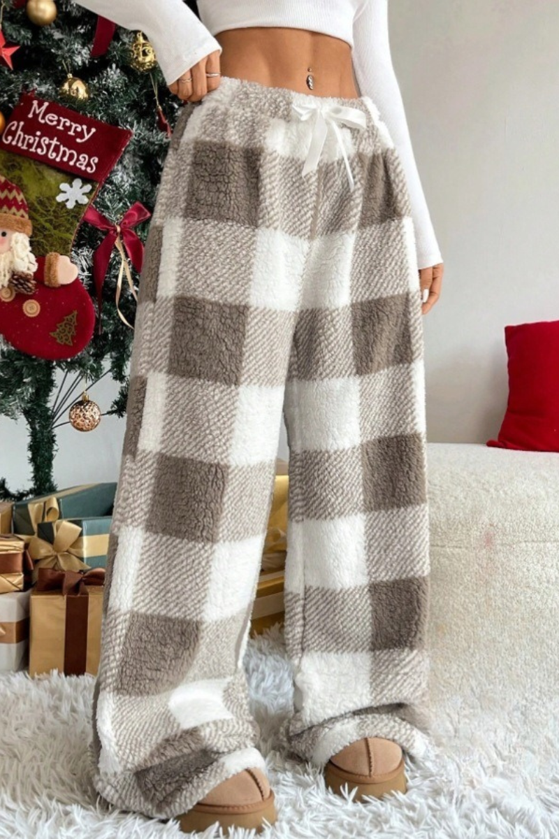 Women's Winter Plaid Thickened Drawstring Loungewear Pant
