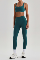 Women's Wide Strap U-neck Bra & High Waist Yoga Leggings Set