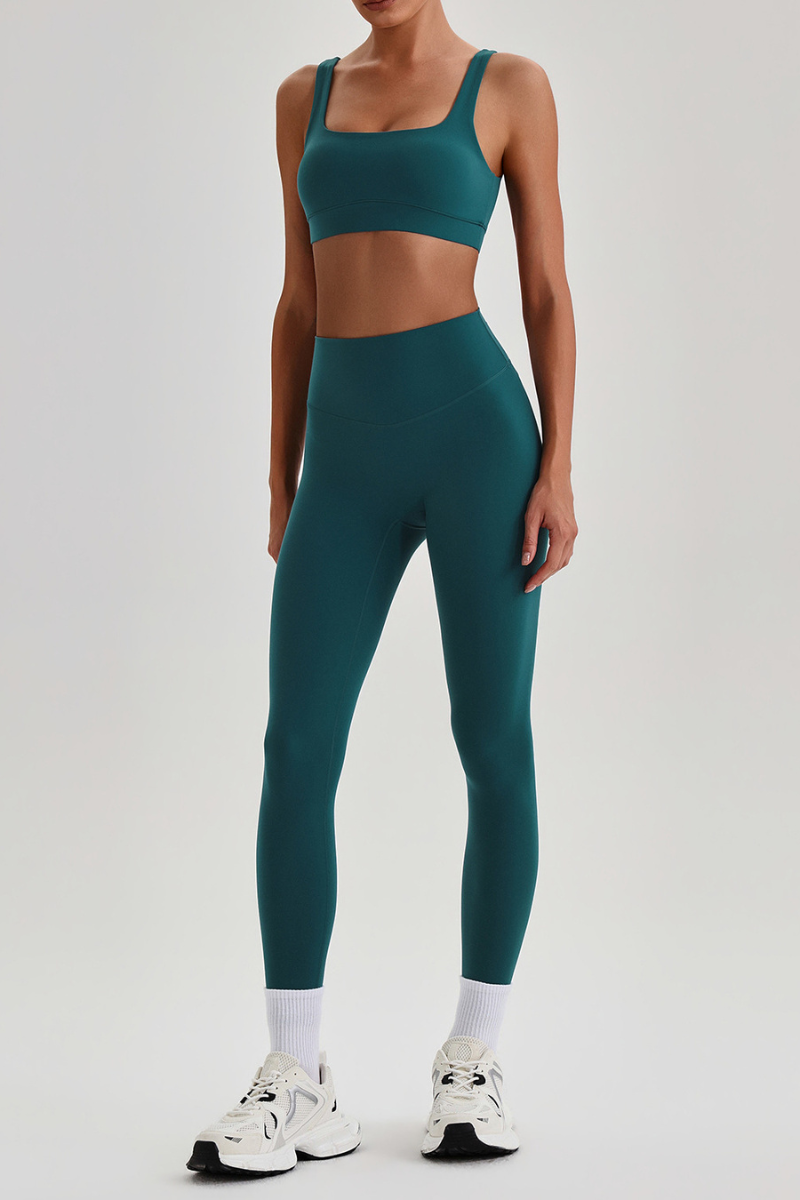 Women's Wide Strap U-neck Bra & High Waist Yoga Leggings Set