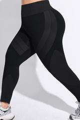 Plus Size Women's High-Rise Seamless Color Block Leggings