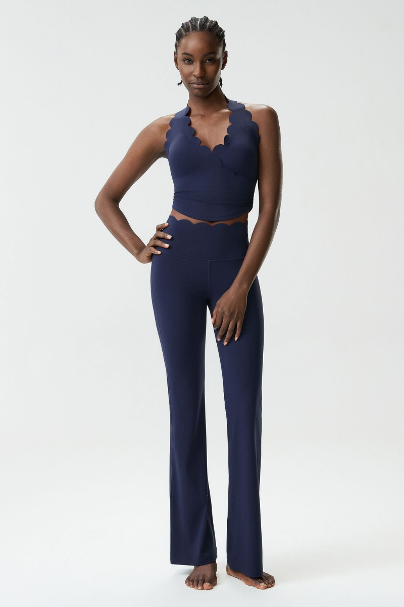 Women's Petal Yoga Athletic Set:Halter Tank Top & Flarepants