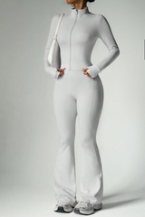 Women's Sport Set:Stand Collar Jacket And Flared Pants