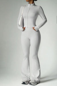 Women's Sport Set:Stand Collar Jacket And Flared Pants