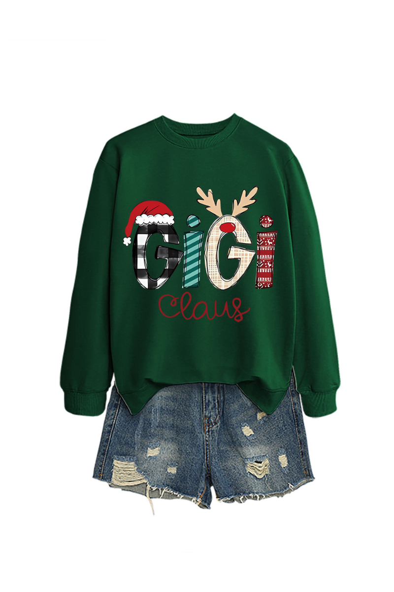 Christmas Print Crew Neck Loose Pullover Sweatshirt