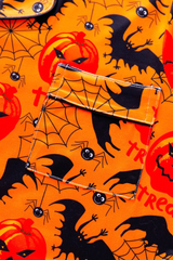 Women's Halloween Pumpkin Bat Spider Web Print Pajama Set