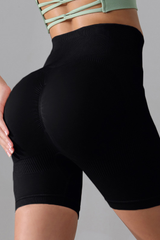 Women's Pleated Buttocks Lift High-waist Shapewear Fitness Shorts