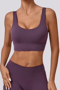 Women's U-neck Wide Straps Backless Sports Yoga Bra