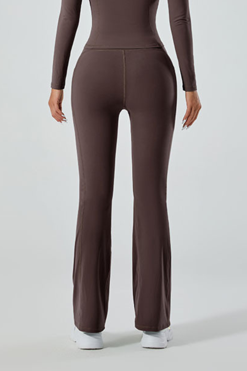 Women's micro-ruffle flare pants.