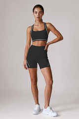 Women's Color Block Halterneck Bra And Shorts Yoga Sets