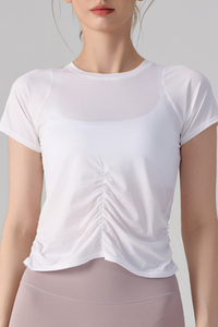 Women's Ruched Side Slim Raglan Sleeves  Athletic T-shirt