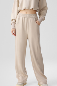 Women's Fall Elastic Waist Seamed Wide Leg Athletic Pants