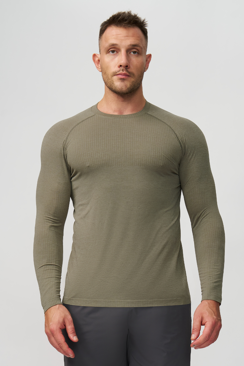 Men's Seamless Quick-Dry Athletic Long Sleeve T-shirt