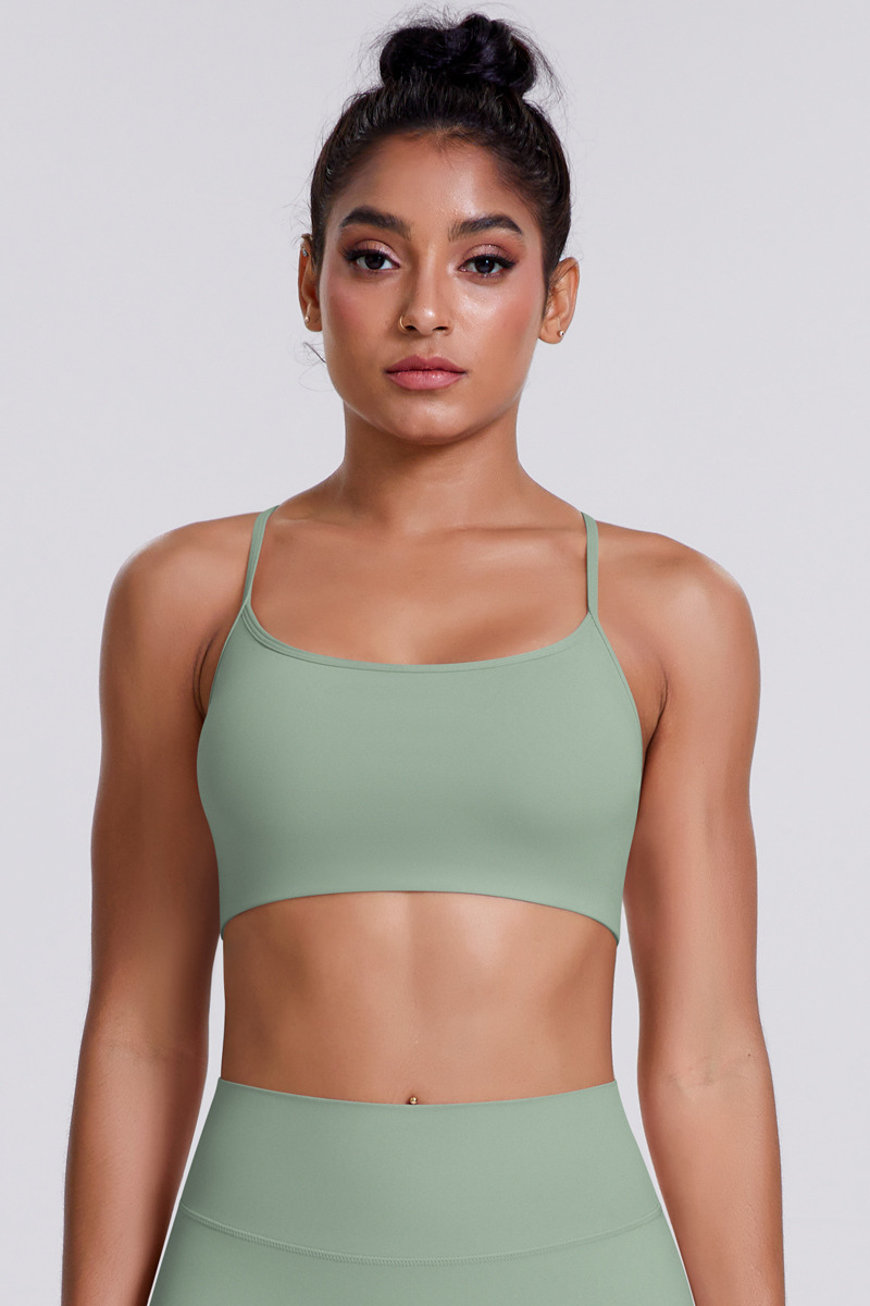 Women's Crisscross Back Spaghetti Straps Quick Dry Sports Bra