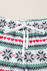 Women's Christmas Sets:Sleigh Letter Sweatshirt And Shorts