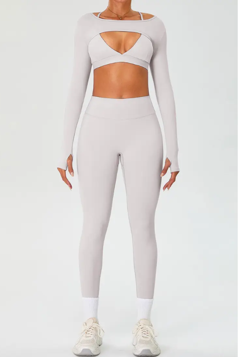 Women's Set:Cross Back Triangle Cup Bra & Tank Top & Leggings