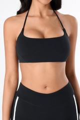 Women's Athletic Square Neck Tie Halter  Backless Yoga Bra