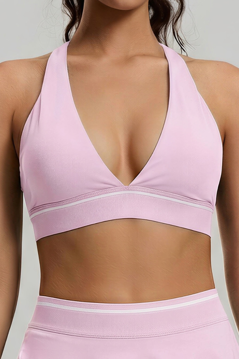 Women's Deep‑V Halter Crisscross Back Sports Yoga Bra