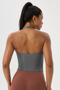 Women's Halterneck Deep V Backless Sports Tank Top
