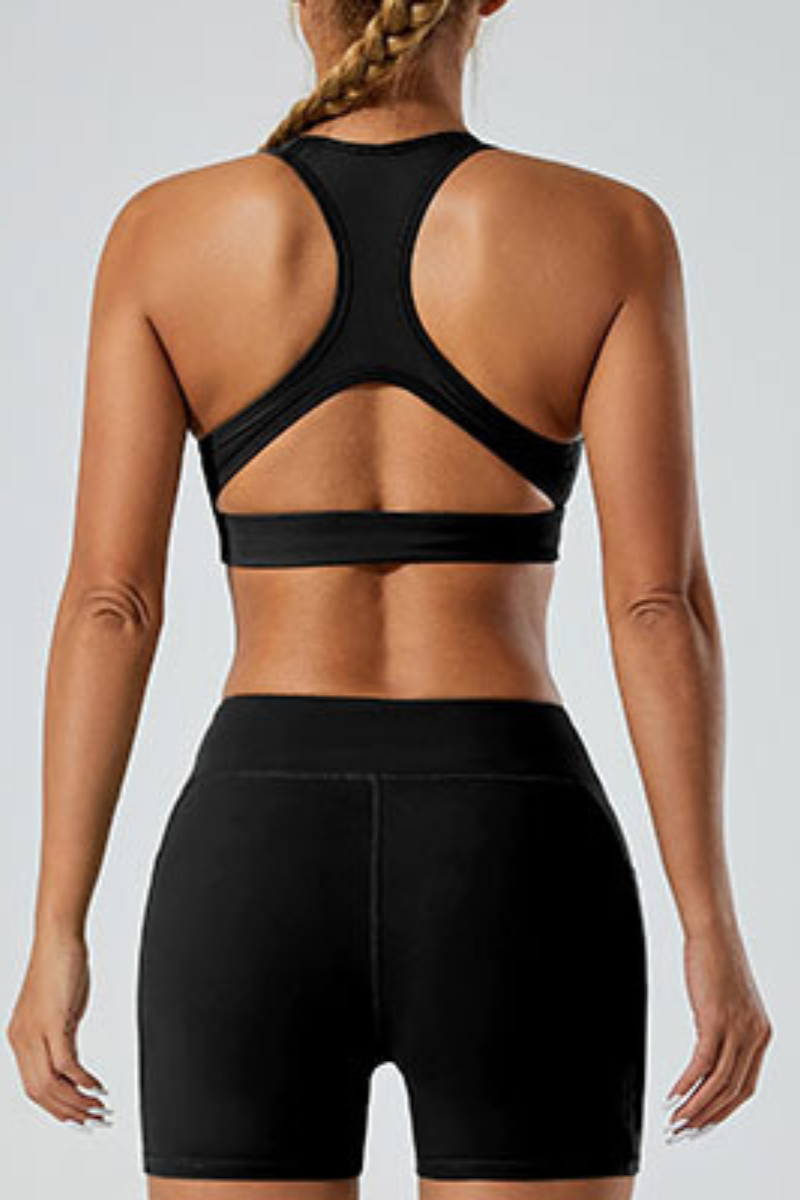 Women's deep V-neck triangle cup sports bra