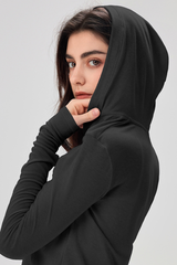 Women's Spring Loose Fit Lightweight V-neck Sheer Hoodie