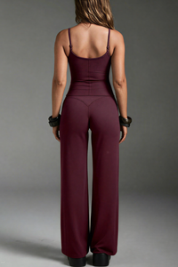 Women's Yoga Tank Top Straight Wide Leg Pants Two Piece Set