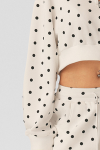 Women's Fall Polka Dot 1/4Zip Sweatshirt And Pants Set